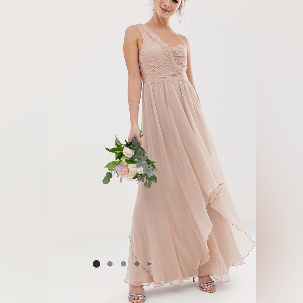 Bridesmaid One Shoulder Blush Maxi Dress